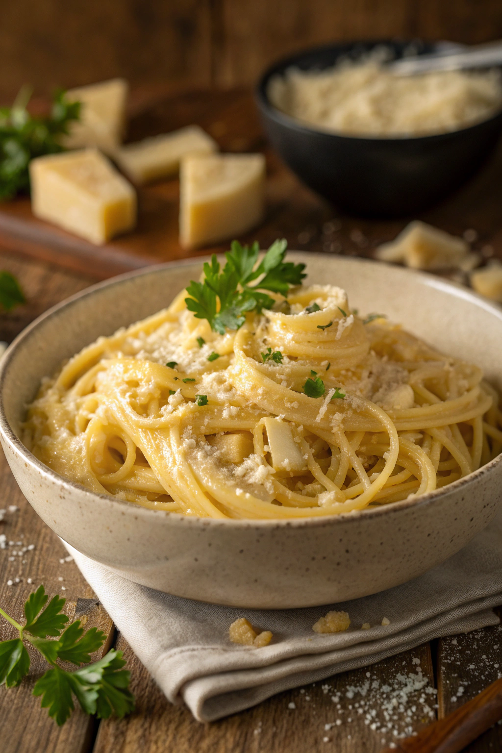 3-ingredient butter parmesan pasta: easy comfort food dinner recipe photo