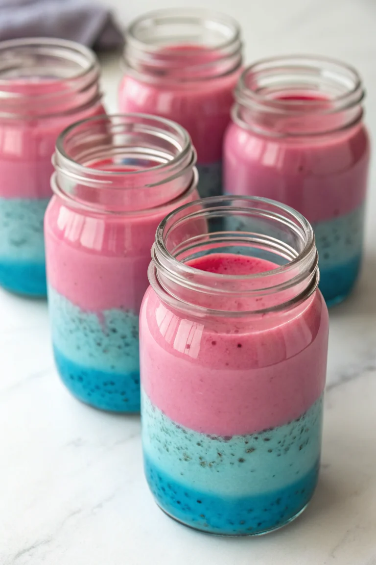 Aesthetic Layered Smoothie Jars: Pink Blue Spirulina Recipe | Home Cook Legacy Aesthetic layered smoothie jars: pink blue spirulina recipe