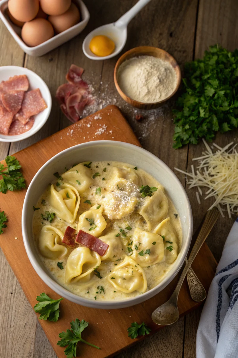Creamy Tortellini Carbonara ingredients