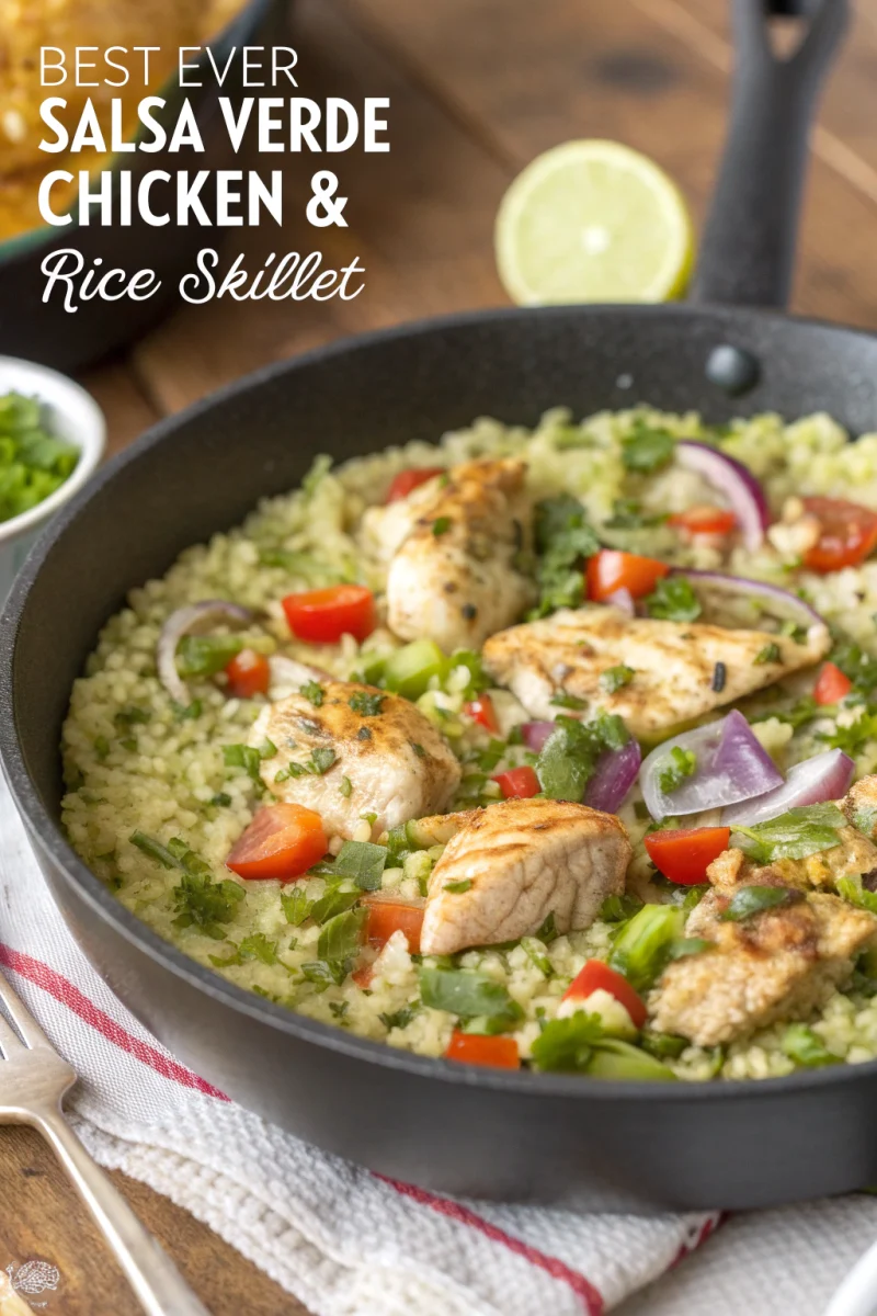 Best Ever Salsa Verde Chicken &Amp; Rice Skillet — One Balanced Life Recipe | Home Cook Legacy Meat seafood dinner