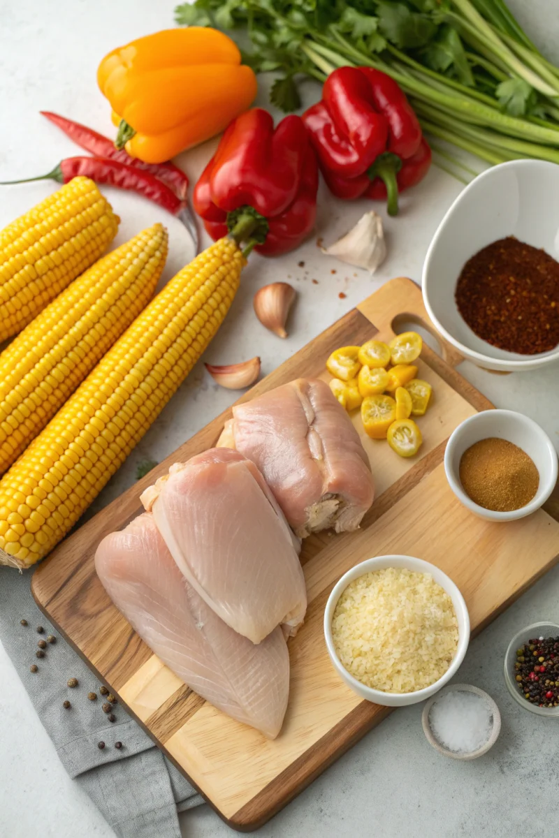 Ingredients for slow cooker street corn chicken