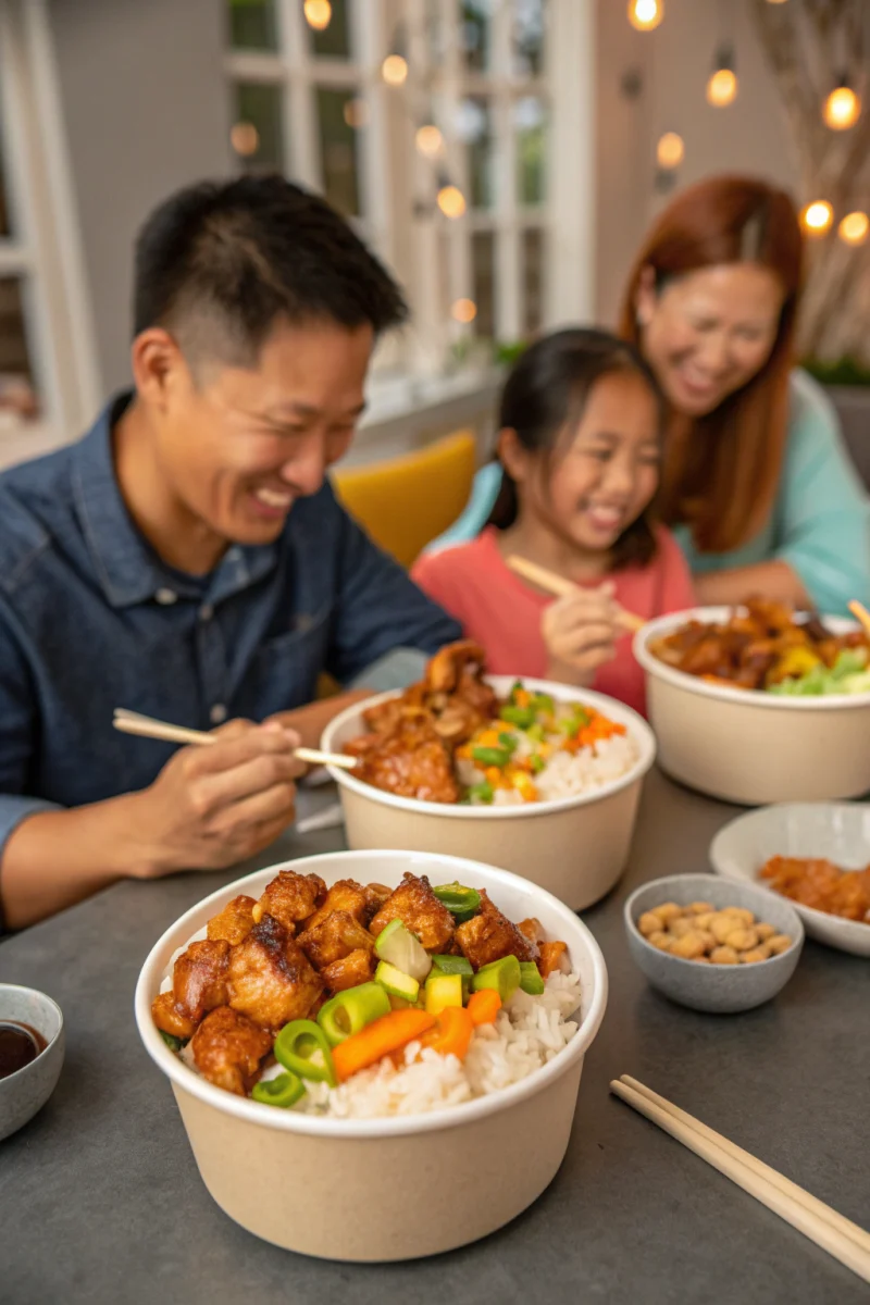 Family favorite delicious sticky chicken rice bowls recipe