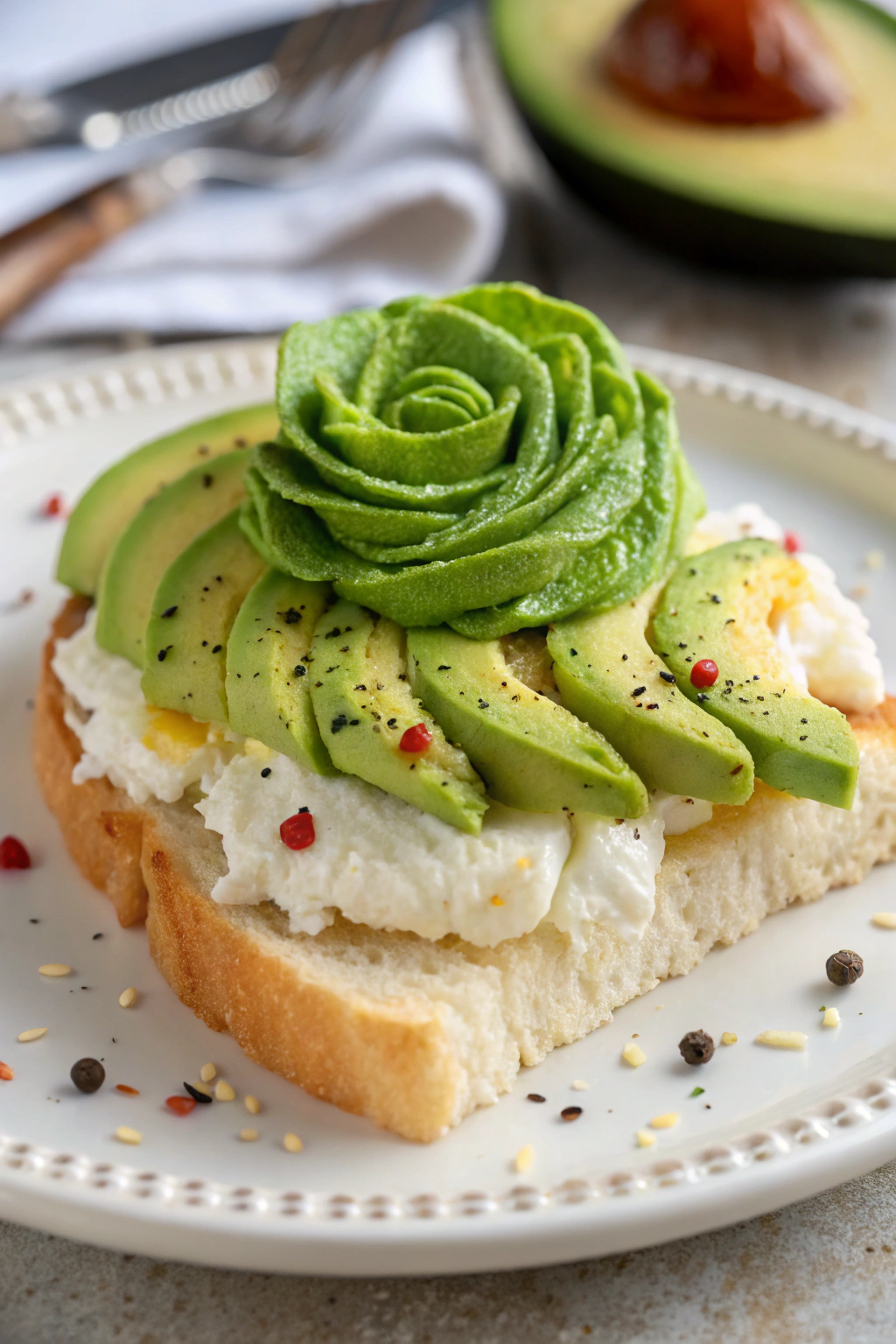 Fluffy Cloud Egg Toast With Avocado Rose High-Protein Breakfast Recipe | Home Cook Legacy Fluffy cloud egg toast with avocado rose high-protein breakfast recipe recipe photo