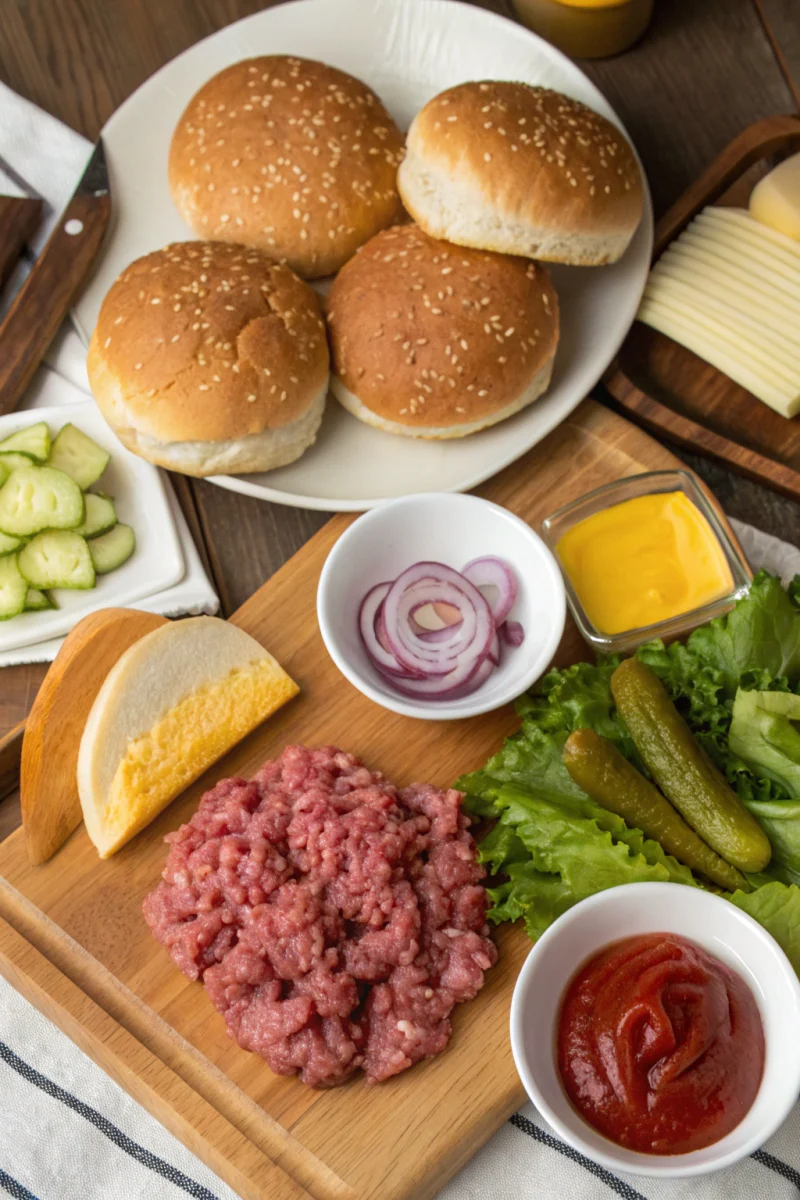 Homemade Crack Burgers fresh ingredients
