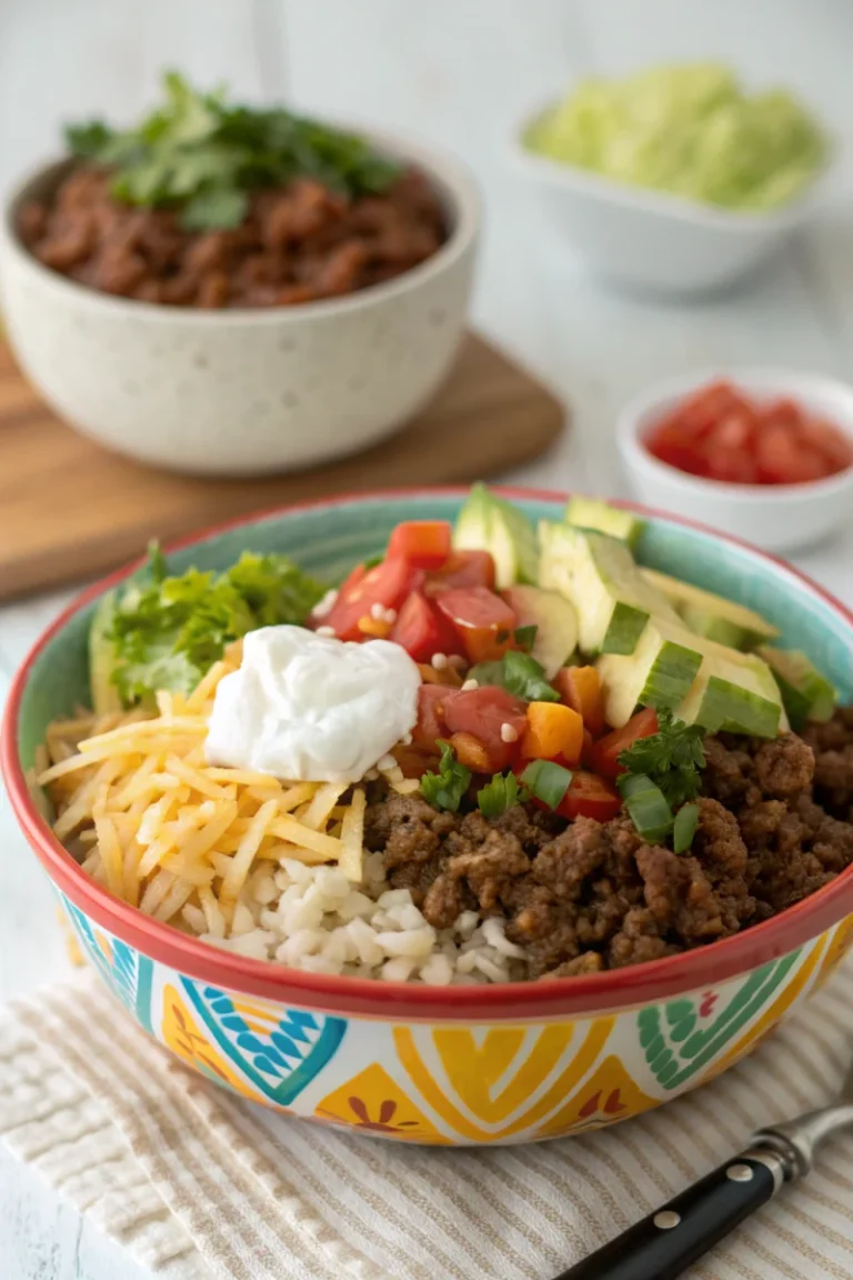 Homemade easy taco rice bowl – quick and healthy dinner idea recipe