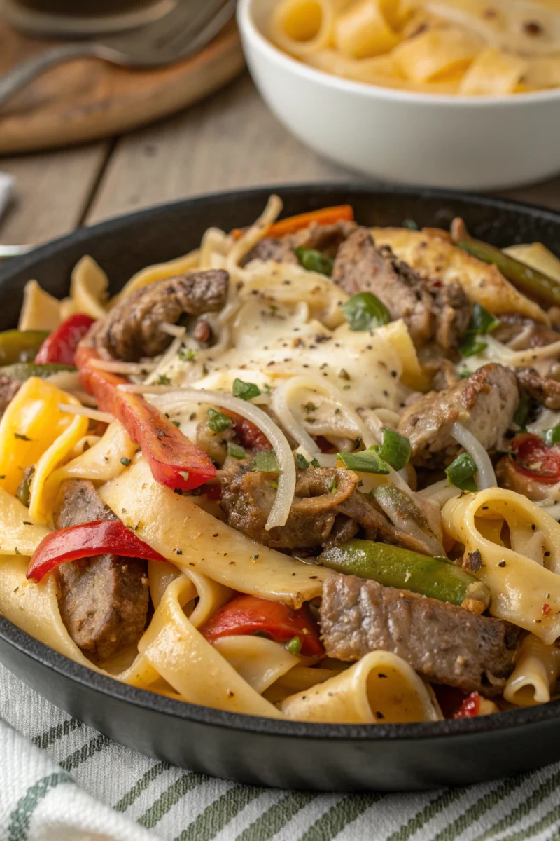 Irresistible tasty philly cheese steak pasta perfect for family dinner recipe