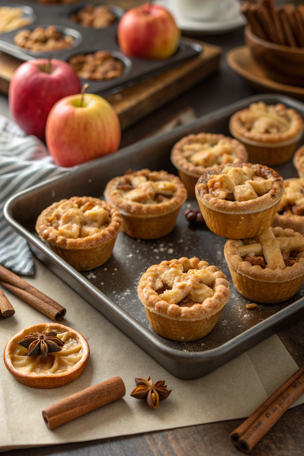 Viral Recipes - Mini apple pies lattice top golden crusts
