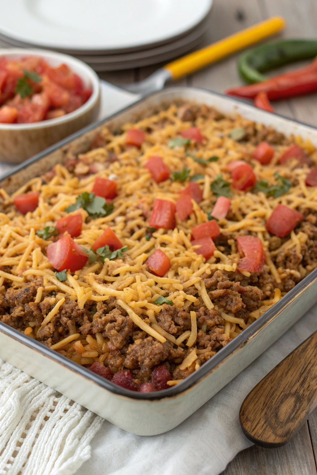 One-Pan Taco Casserole Easy Dump-And-Bake Dinner With Rice And Beans | Home Cook Legacy One-pan taco casserole easy dump-and-bake dinner with rice and beans recipe photo