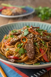 Quick sticky hoisin beef noodles – a family favorite recipe!