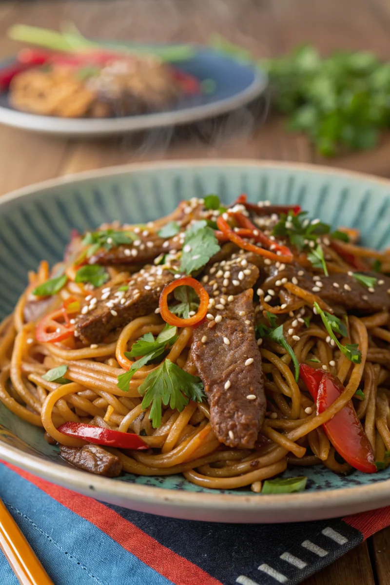 Quick sticky hoisin beef noodles – a family favorite recipe!