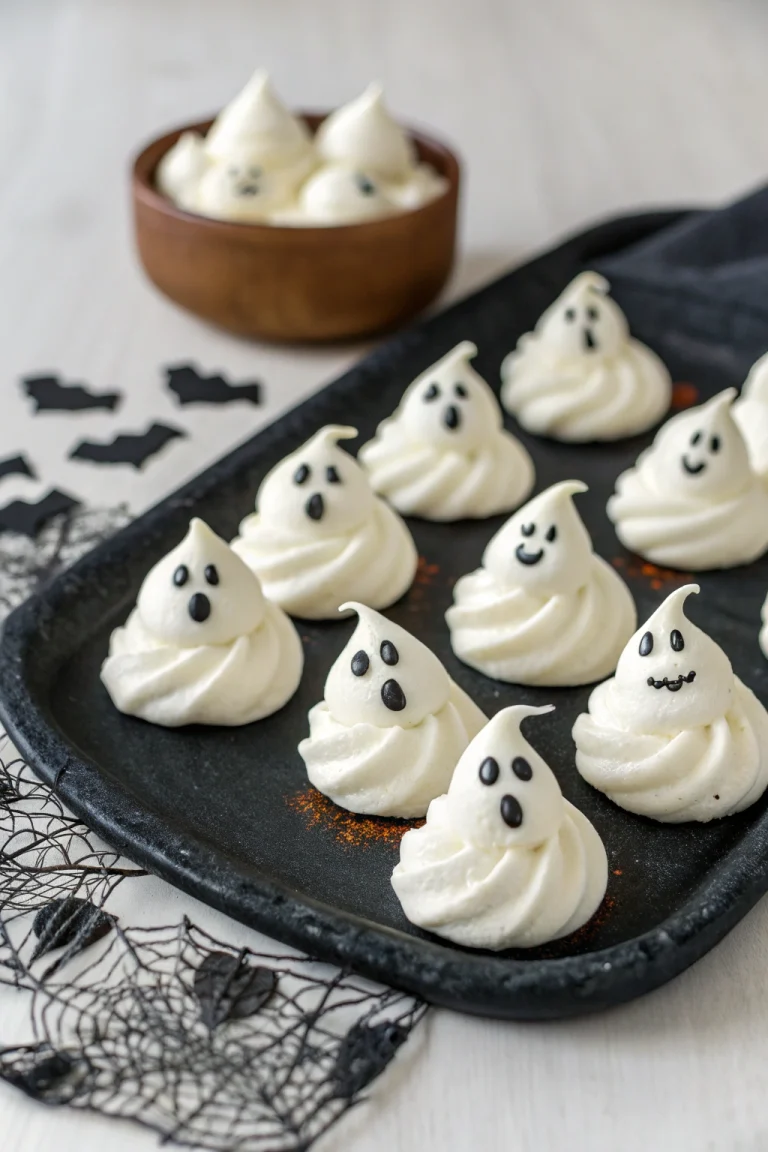 Spooky Ghost Meringue Cookies Recipe Halloween Treats Kids Will Love | Home Cook Legacy Spooky ghost meringue cookies recipe halloween treats kids will love