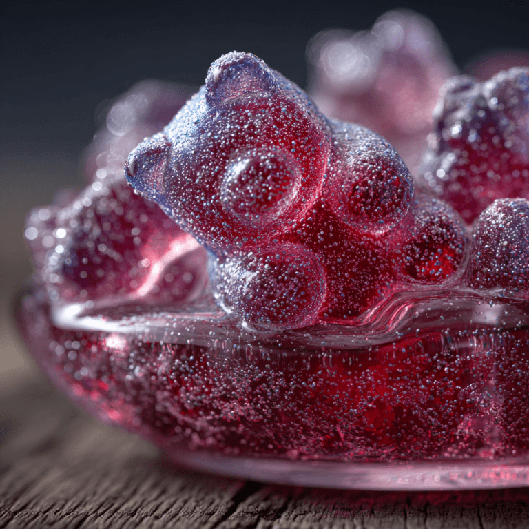 Viral Recipes - Frozen gummy bears frosty close up colorful