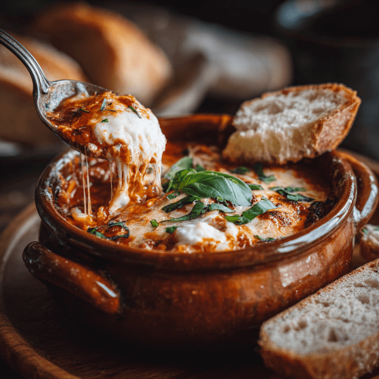 Lasagna Soup: Cozy One-Pot Dinner With Cheese Perfection | Home Cook Legacy Comforting lasagna soup in a bowl with basil garnish and bread on the side