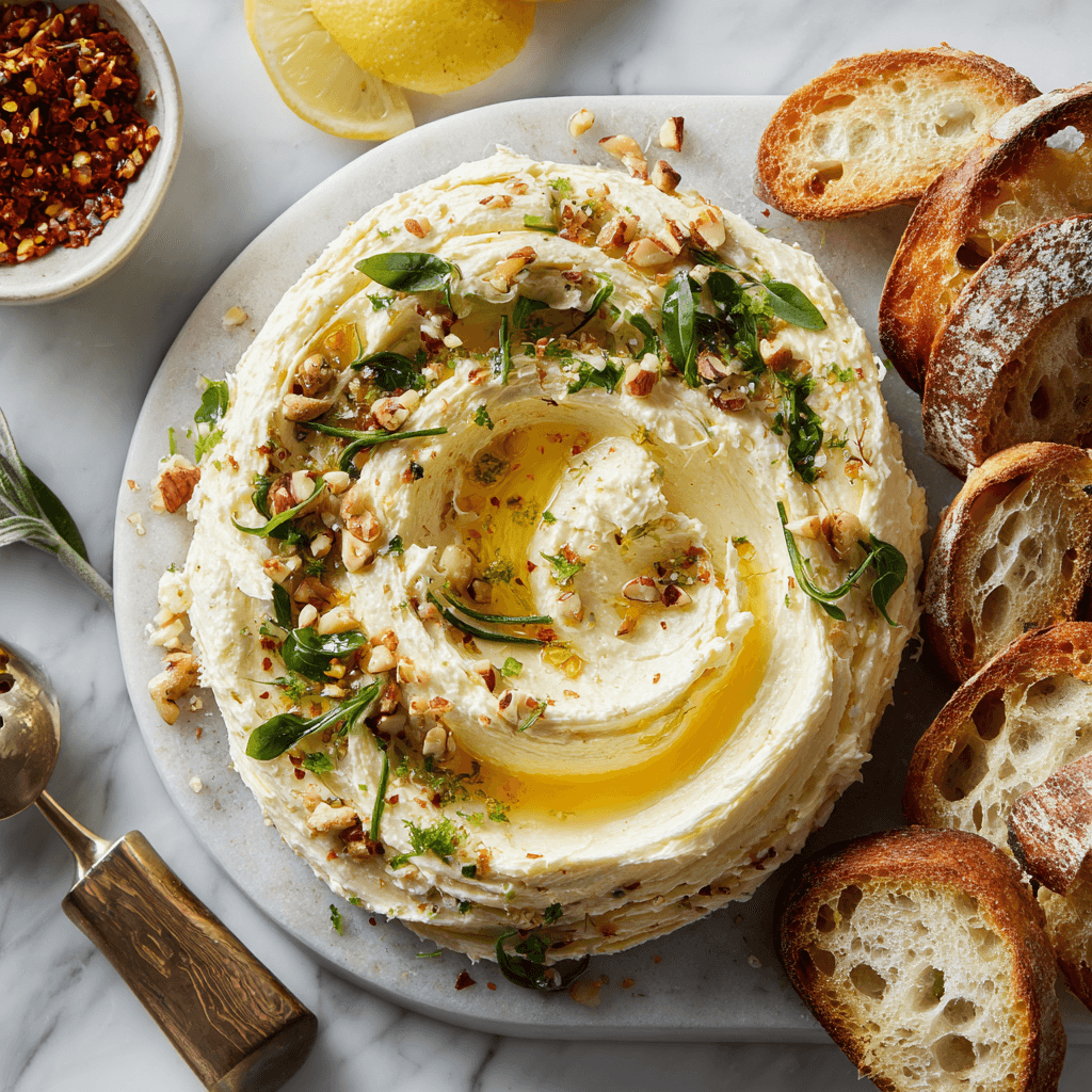 Viral Recipes - Butter board party spread with herbs and bread