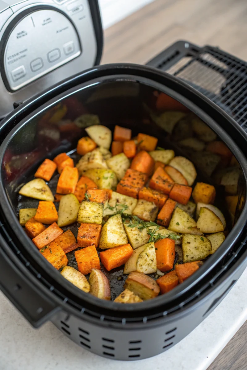 Air Fryer Fall Veggie Mix with Squash Carrots and Potatoes