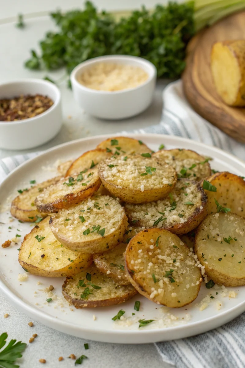 garlic potatoes, air fryer side, easy recipe crispy healthy recipe