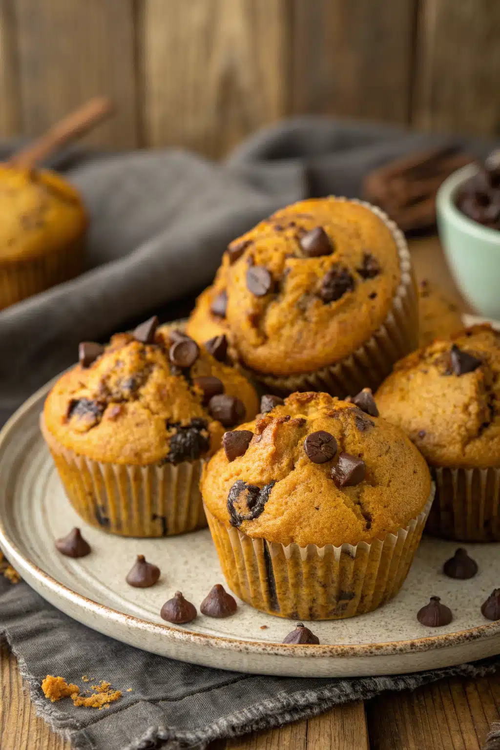 Best ever chocolate chip pumpkin muffins: easy fall breakfast treat recipe