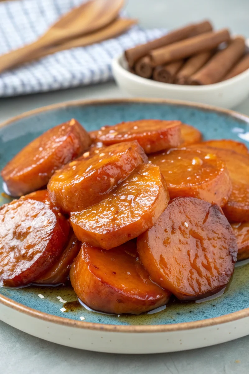candied sweet potatoes ingredients with butter and spices