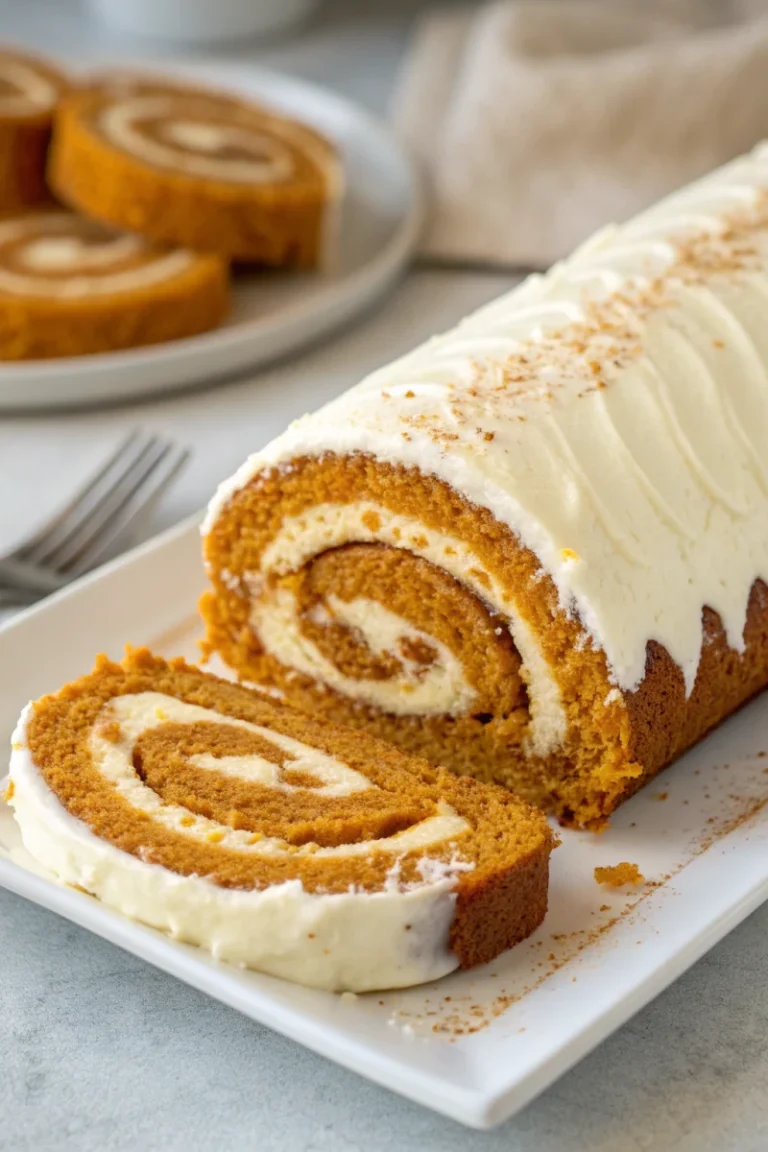 Easy classic pumpkin roll recipe with cream cheese frosting - perfect fall dessert!