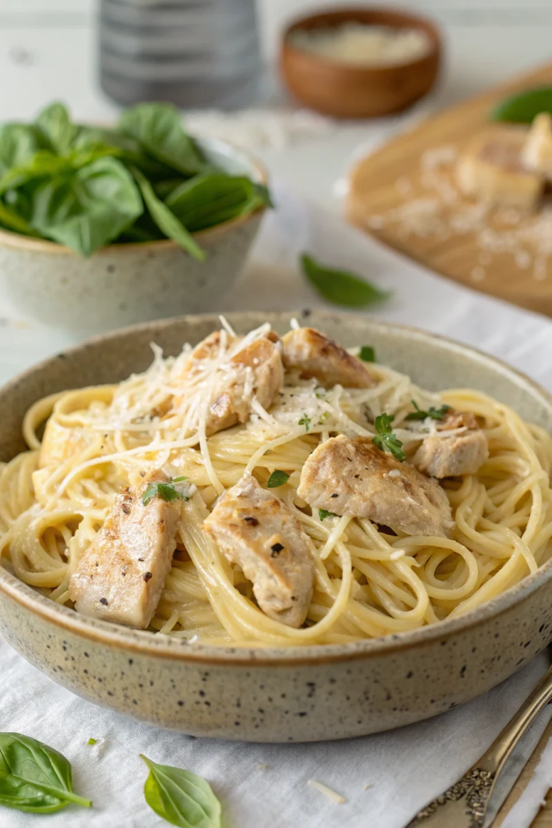 Family Favorite High-Protein Garlic Parmesan Chicken Pasta