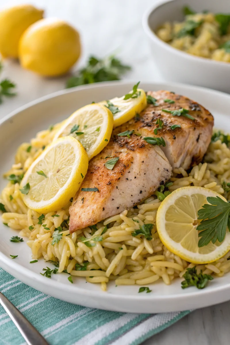 High-Protein Lemon Chicken Orzo