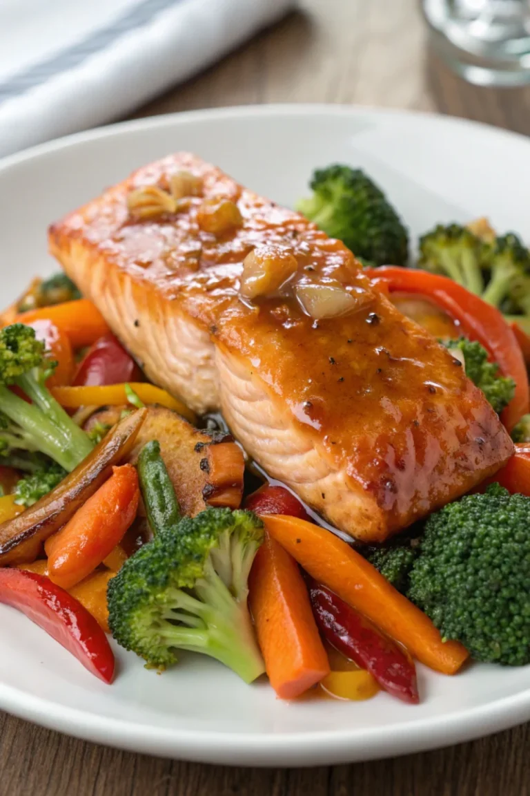 Honey Garlic Salmon With Roasted Veggies | Home Cook Legacy Honey garlic salmon with roasted veggies