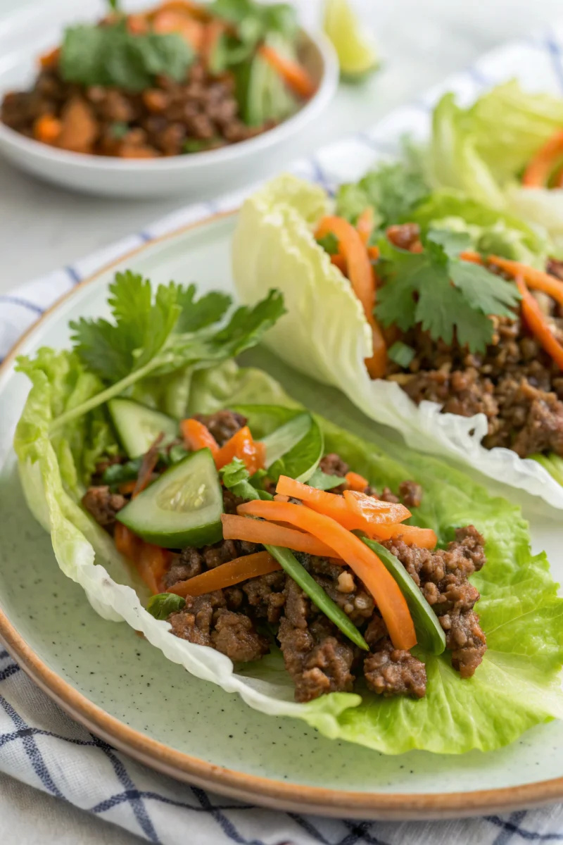Irresistible savory ground beef lettuce wraps with asian-inspired flavors