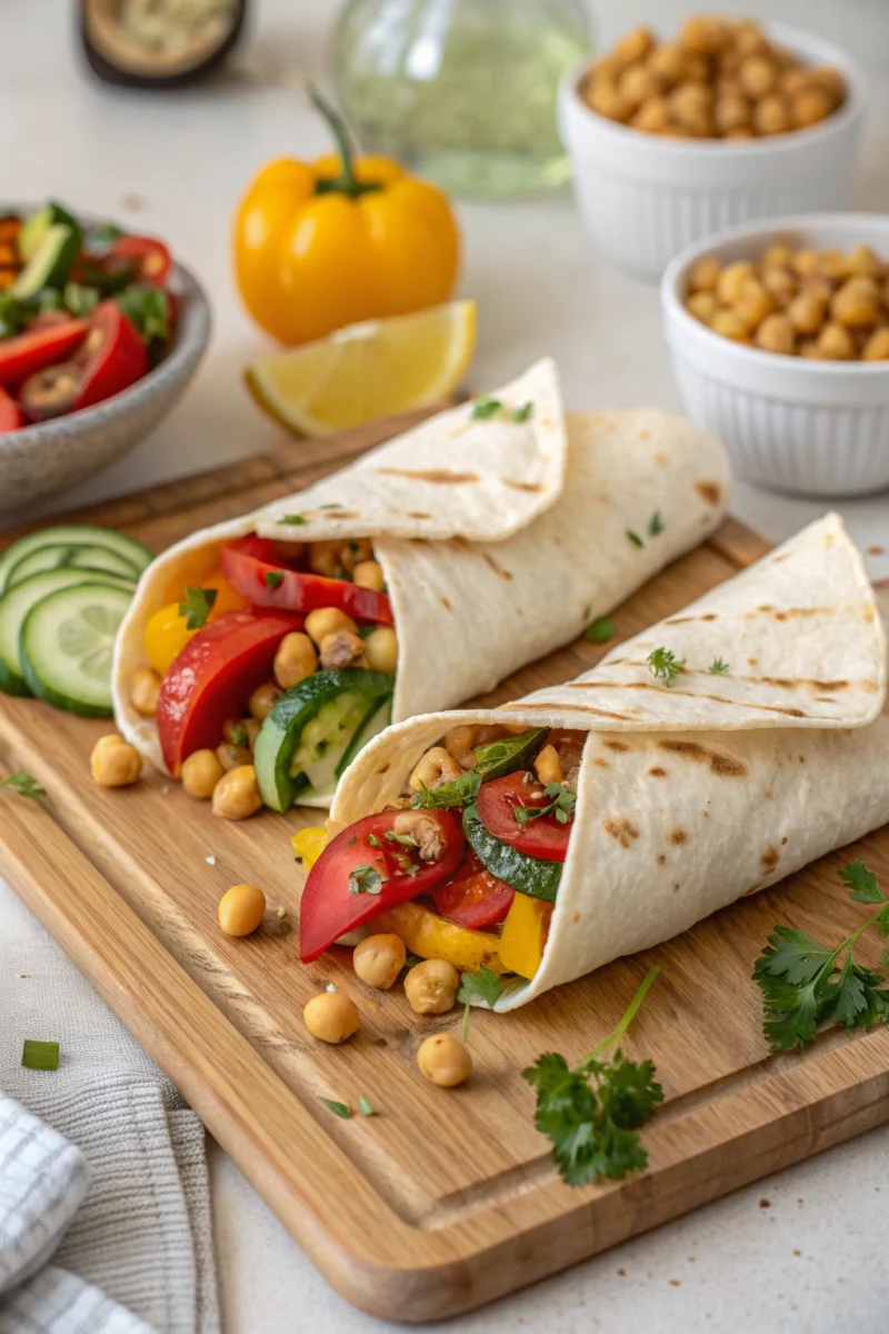 mediterranean wrap, chickpea salad, feta wrap creative brunch-style