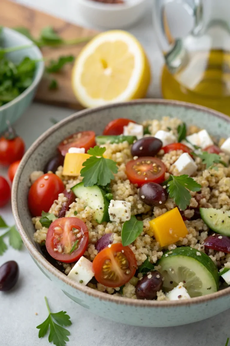 Healthy Mediterranean Quinoa Salad: A Balanced And Quick Lunch Idea Perfect For Your Weekly Meal Planning | Home Cook Legacy Recette de salade de quinoa méditerranéenne healthy : un lunch équilibré et rapide idéal pour ton meal planning de la semaine