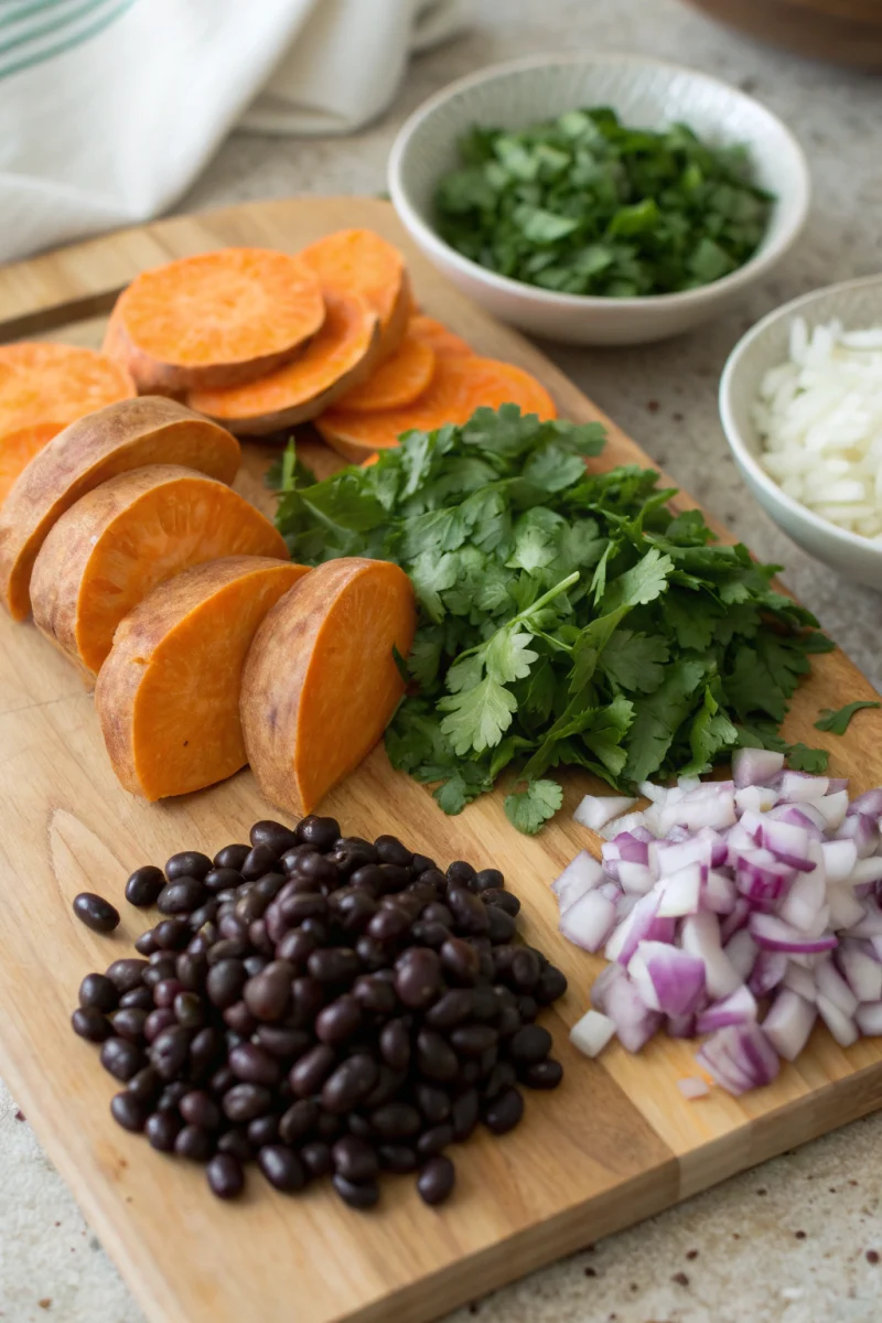 sweet potato tacos, vegan tacos, black bean recipes