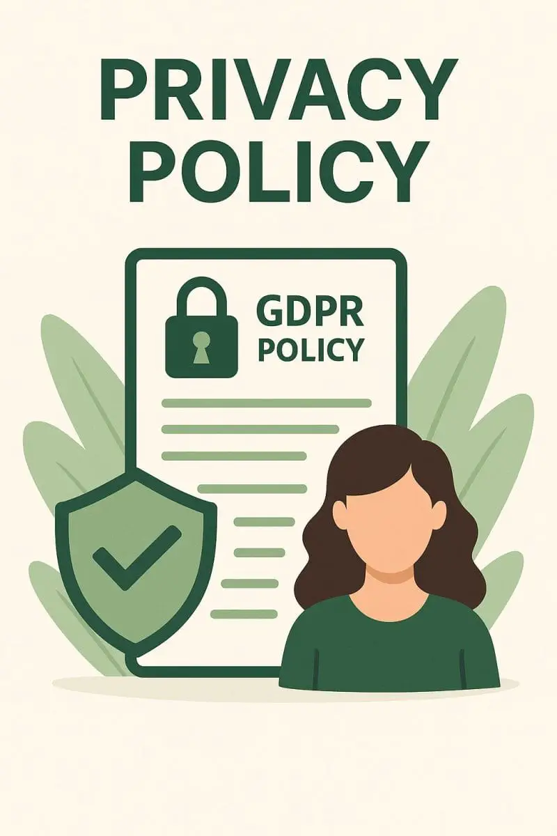 Privacy Policy illustration with document, lock and shield — Home Cook Legacy