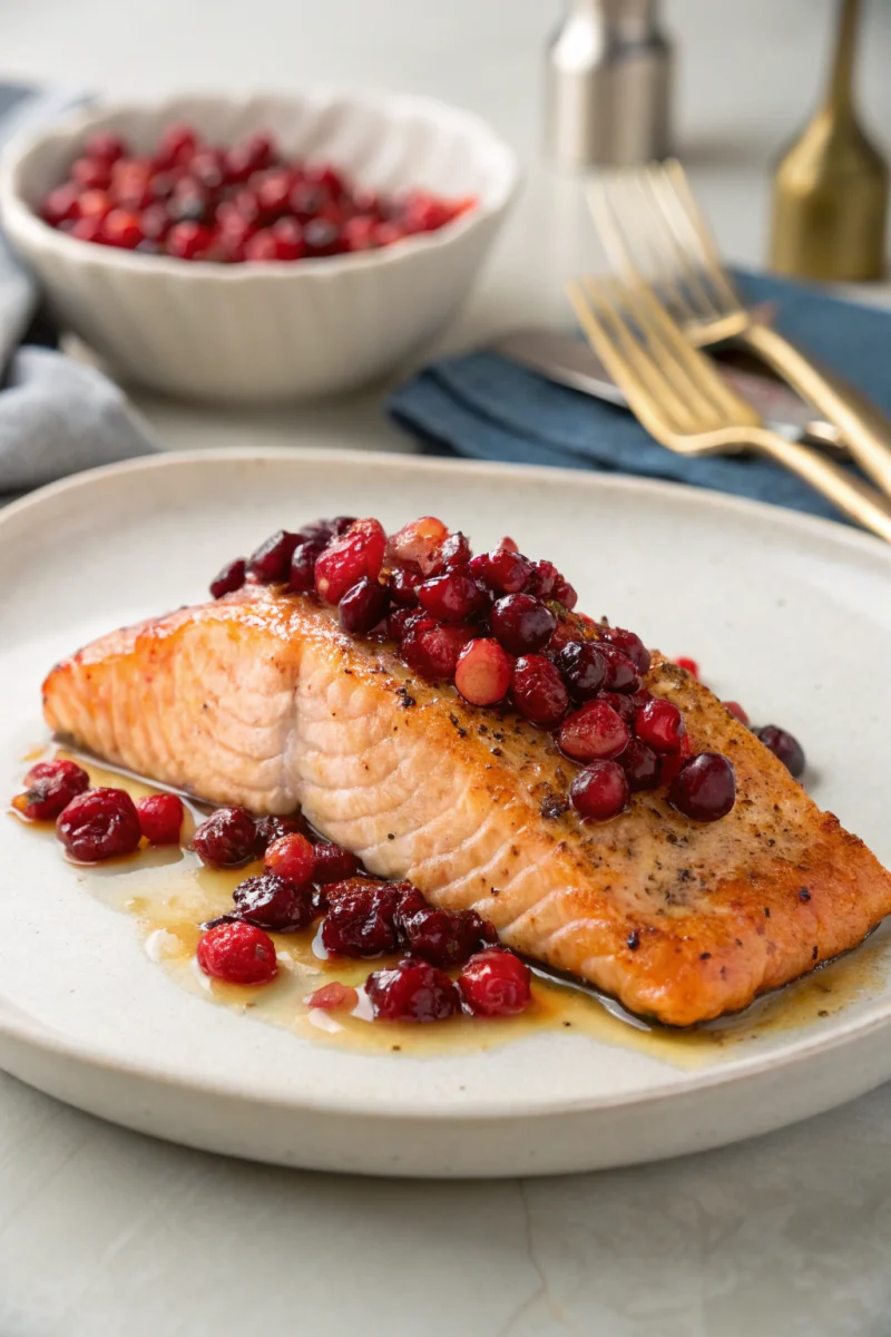 Baked salmon with cranberry in 10 irresistible minutes