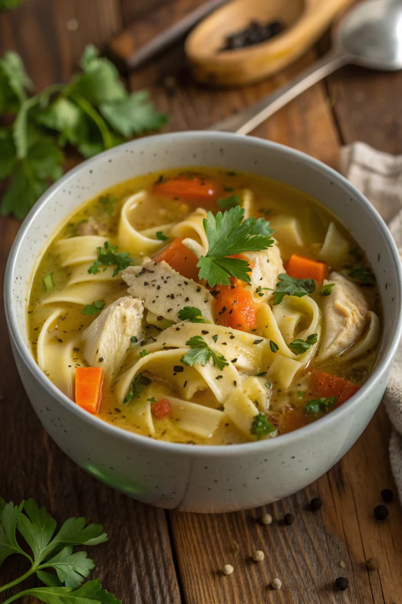 Cozy chicken noodle soup in 7 comforting minutes