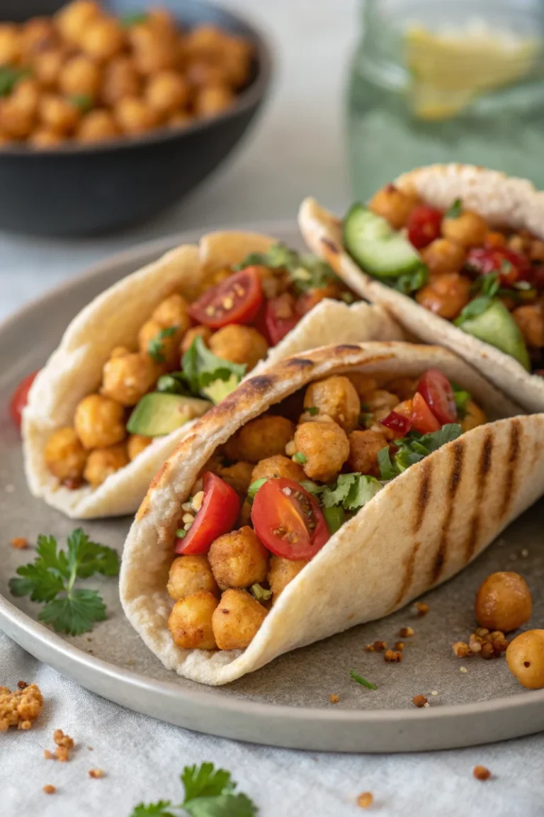 Air fryer crispy chickpea pitas