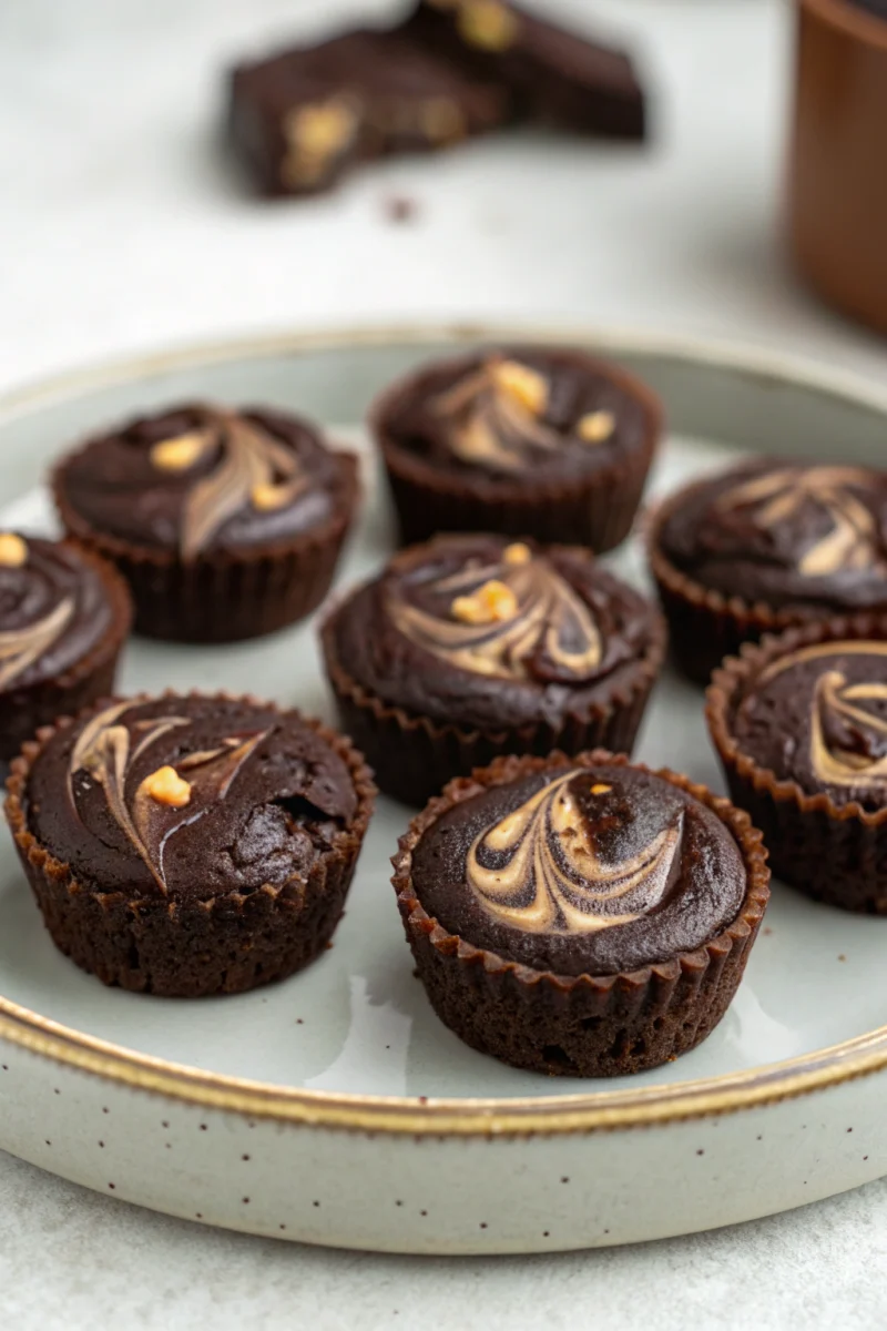 Dark chocolate tahini brownie bites