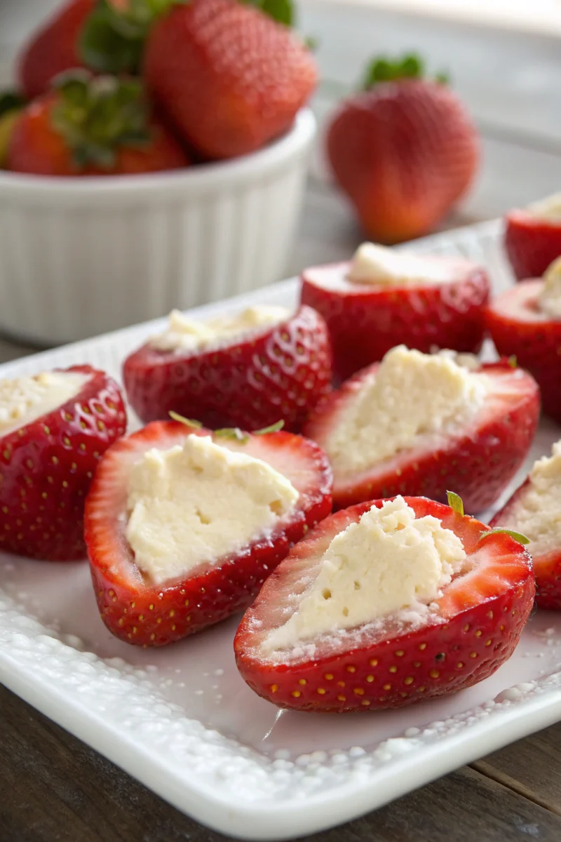 Protein cheesecake stuffed strawberries