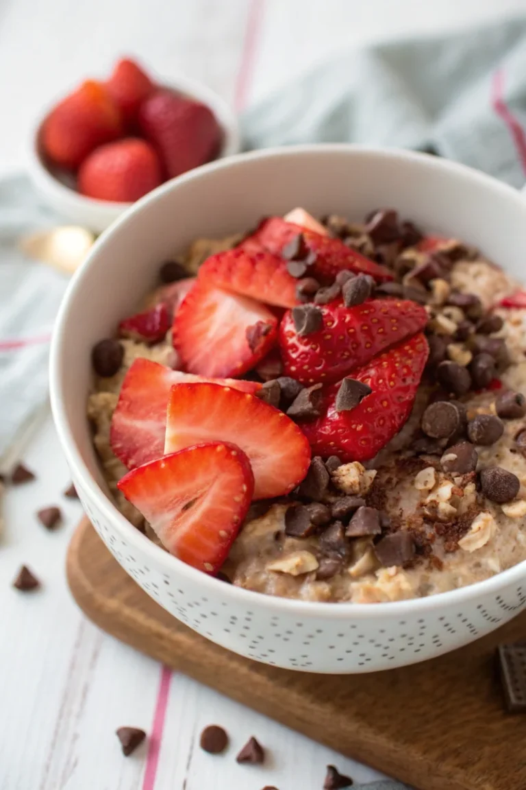 Strawberry chocolate protein overnight oats