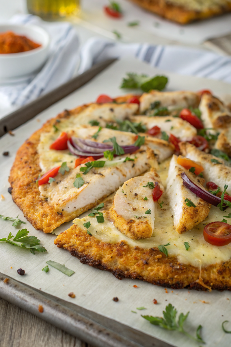Chicken crust pizza