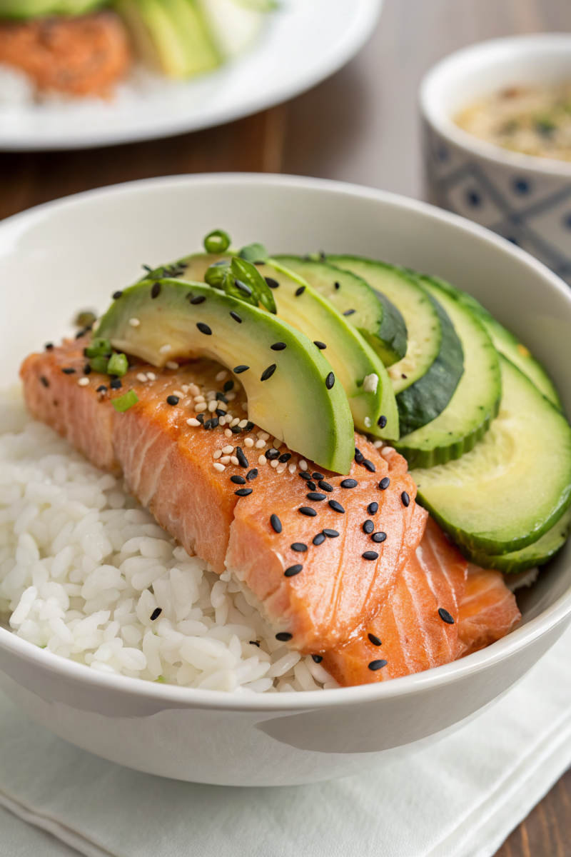 Salmon rice bowl