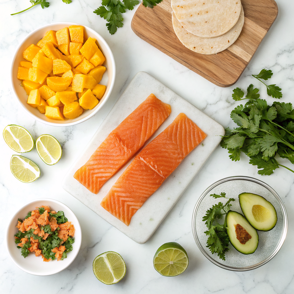 Air fryer salmon tacos with mango chipotle glaze ingredients