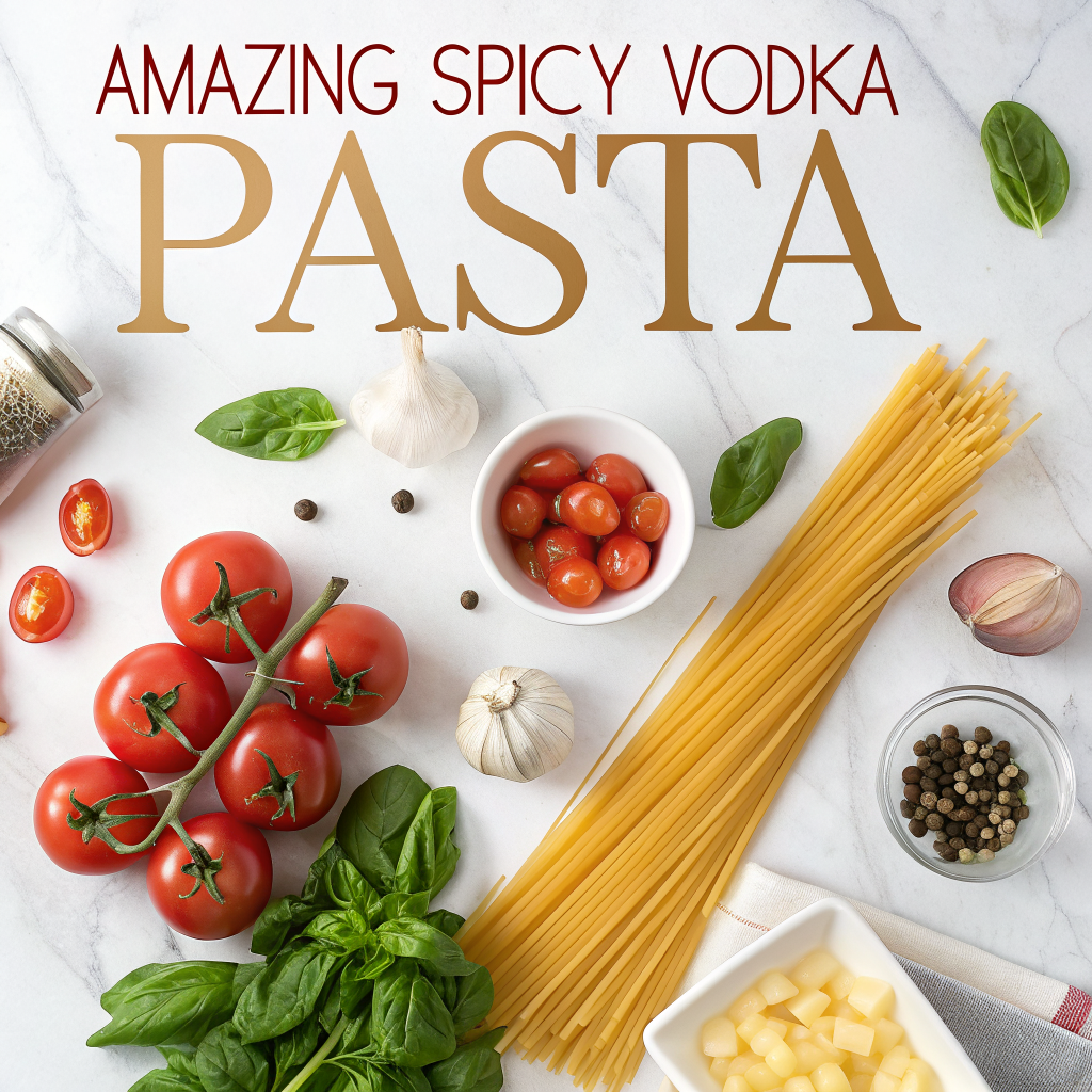 Spicy vodka pasta ingredients