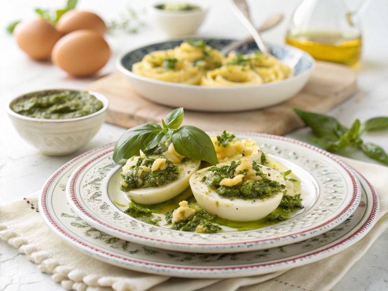 Authentic pesto eggs recipe