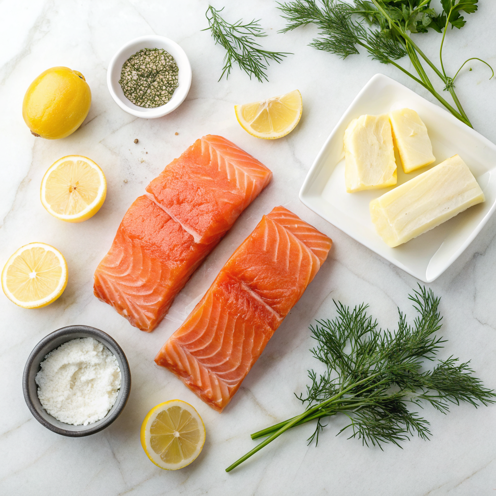 Baked salmon with lemon butter