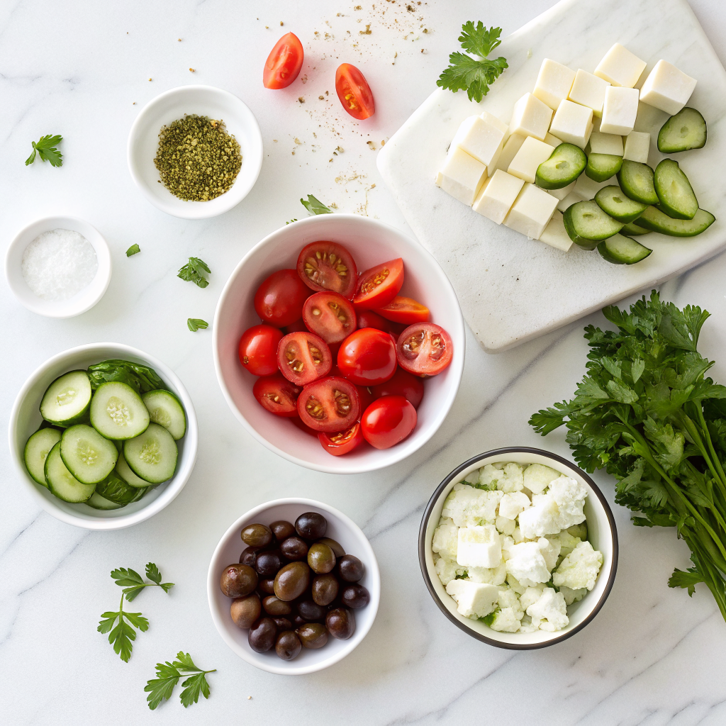 Mediterranean bowl ingredients