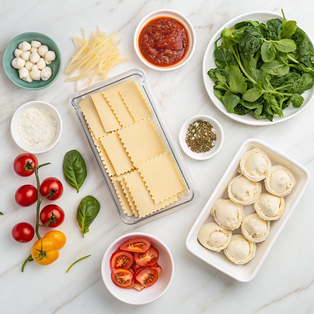 Dumpling lasagna ingredients
