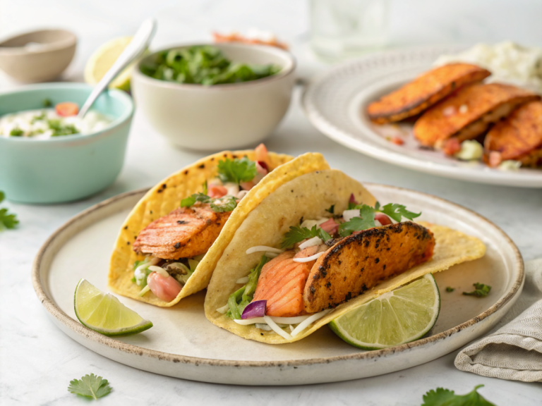Spicy air fryer salmon tacos recipe
