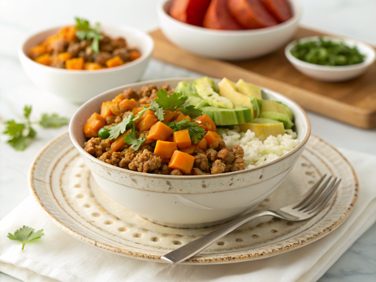 Ground turkey sweet potato bowl