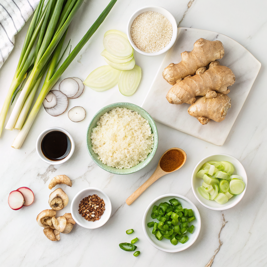 Ginger scallion rice ingredients