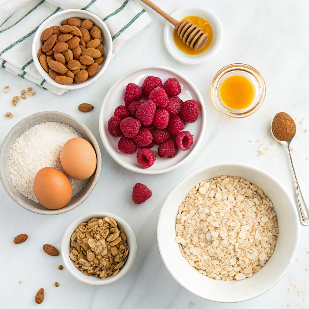 Raspberry almond baked oatmeal ingredients