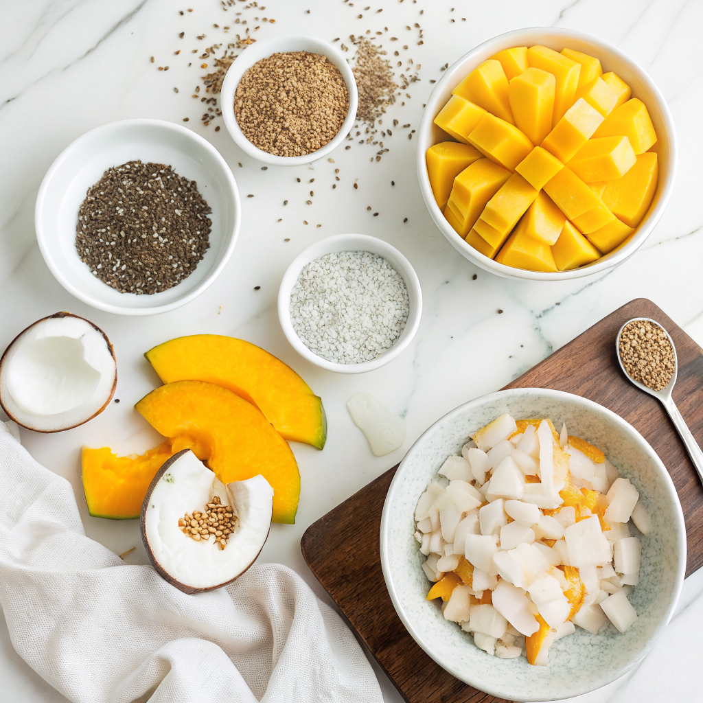 Mango coconut chia pudding